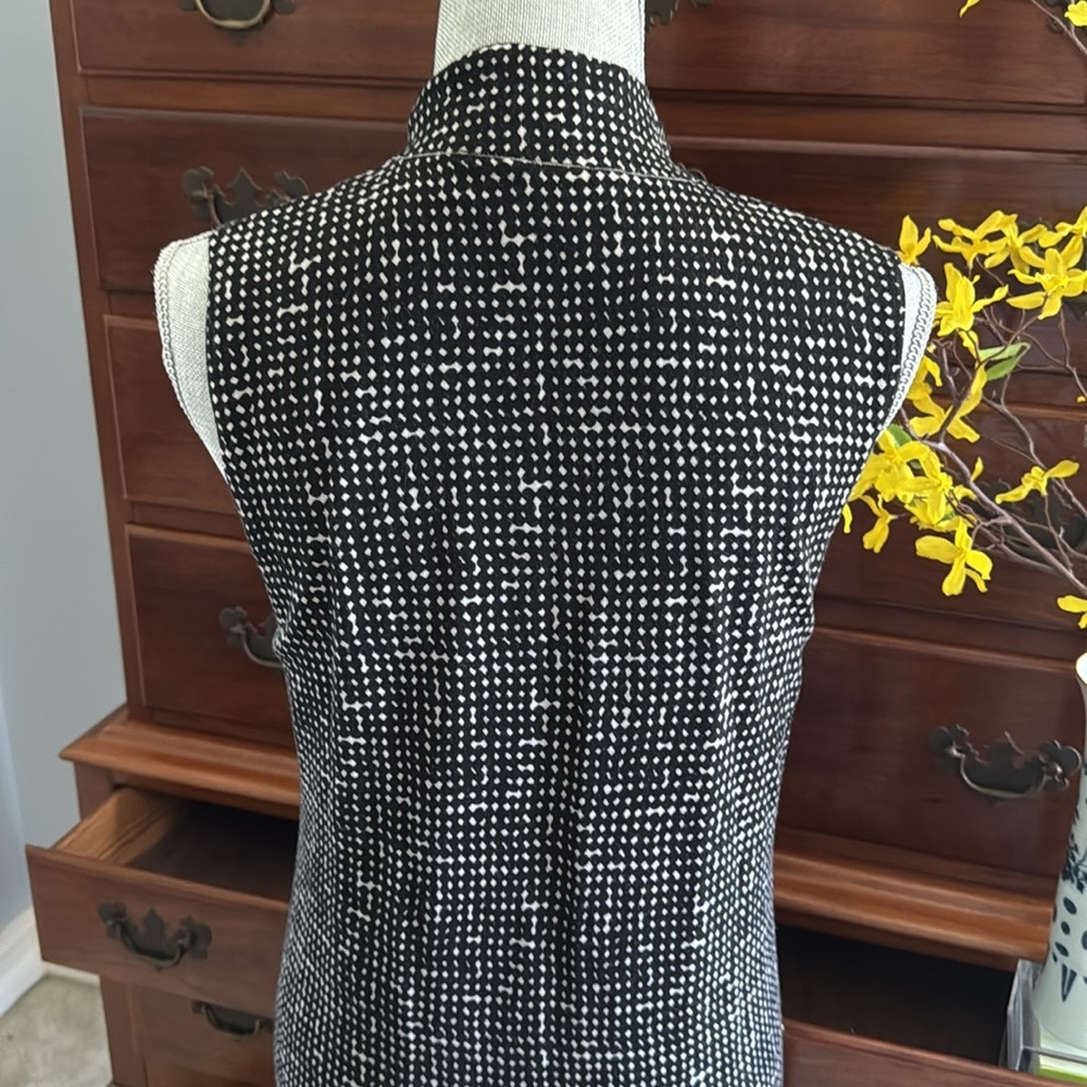 Tory Burch Black and Cream Sleeveless Wool Jersey Dress Size Large - Picture 9 of 13
